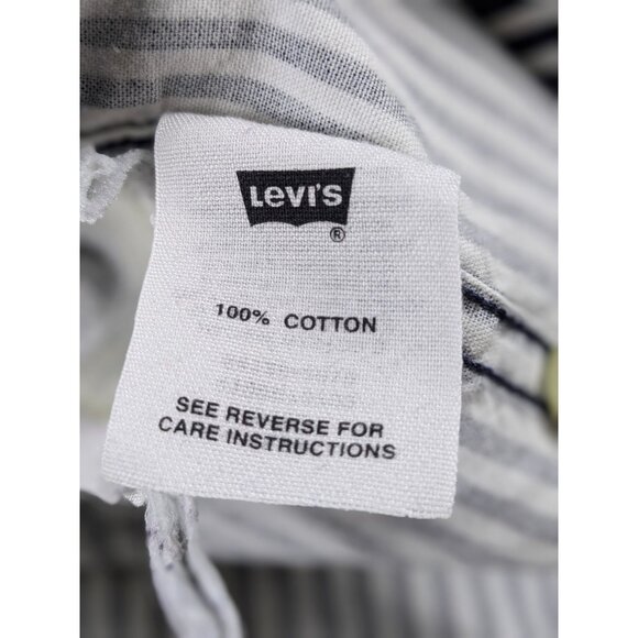 Levis White Blue Striped Button-Down Shirt Small Mens Long Sleeve Casual Pocket - Picture 8 of 12